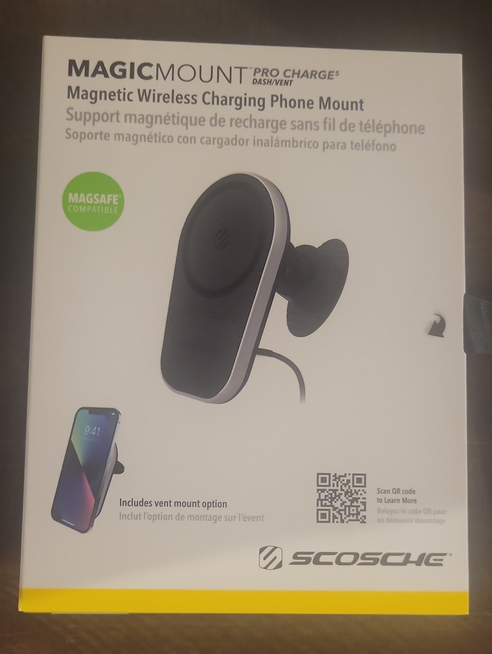 Scosche Magnetic Wireless Car Phone Mount Charger - Black